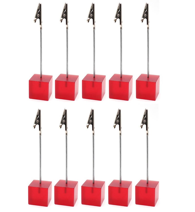 Xiaoyztan Memo Clips Holder,Red Cube Table Number Holders,Paper Note Clip for Office Home Use, Office Memo Holders, Desk Accessories and Workspace Organizers,Pack of 10 - Image 1